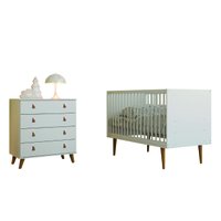 Dormitório Infantil Berço Americano e Cômoda Para Quarto Bebê Encanto Branco Batrol