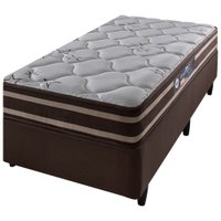 Cama Box Solteiro King + Colchão Espuma D70/D28 Dupla Face Oakland 96x203x66cm Marrom