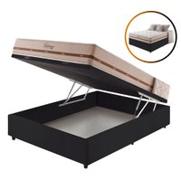 Cama Box Baú Casal Mais Colchão Molas Superlastic Bahamas 128x188x68cm Preto