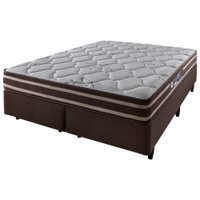 Cama Box Queen Marrom Mais Colchão Espuma D70/D28 Dupla Face Oakland 158x198x66cm