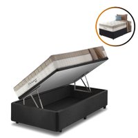 Cama Box Baú Solteiro Mais Colchão Molas Ensacadas Houston Pillow Inn 88x188x70cm Preto