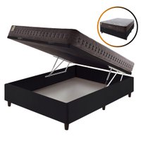 Cama Box Casal Baú Mais Colchão Molas Ensacadas Orlando 138x188x72cm Preto