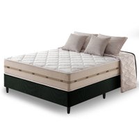 Cama Box Casal Preto + Colchão Com Molas Superlastic Bahamas 128x188x63cm