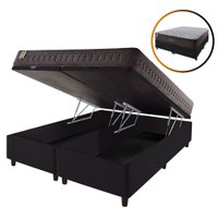 Cama Box King Baú Mais Colchão Molas Ensacadas Orlando 193x203x72cm Preto