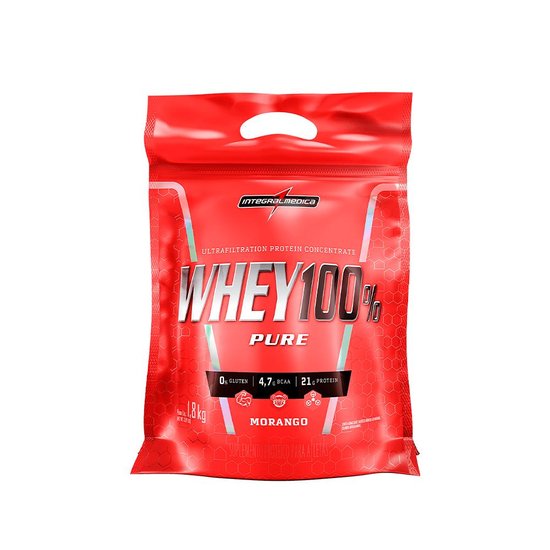 Whey 100% Pure 1,8kg Pouch Integralmedica Morango