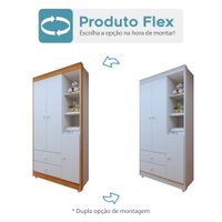 Quarto de Bebê com Guarda Roupa 3 Portas e Berço Mini Cama MDF Lia Tigus Baby Branco/Madeirado Ypê