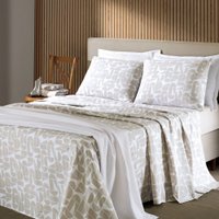 Jogo de Cama Queen Com 4 peças Lençol com Elástico 100 Algodão Percal 130 Fios - Dohler