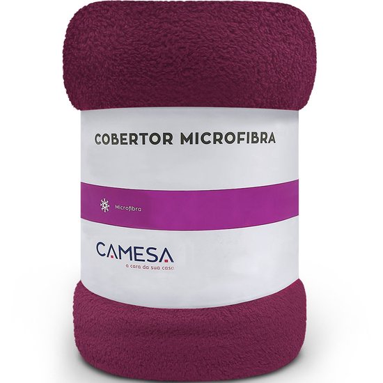 Manta Cobertor Queen 220x240cm Microfibra Soft Macia Camesa Roxo Escuro