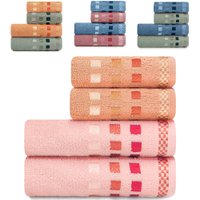 Jogo De Toalhas 4 Peças - Banho e Rosto Algodão Felpuda Calera Karsten - Emcompre Salmão/Rosa
