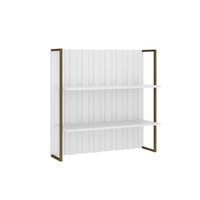 Aéreo Ripado MDF Branco C/ Prateleiras e Tubo Ouro Velho Carraro