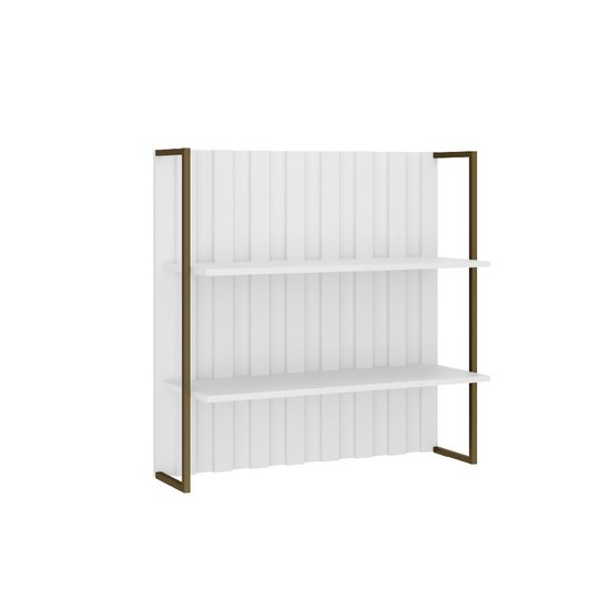 Aéreo Ripado MDF Branco C/ Prateleiras e Tubo Ouro Velho Carraro