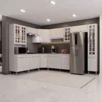 Cozinha Modulada Completa Fidelitá Viena Com 9 Peças 515cm 20 Portas 3 Gavetas Com Tampo Branco