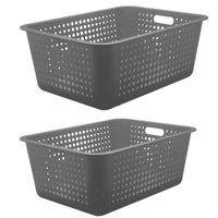 Kit 2 Caixas Organizadoras Grandes Organize Cestos Plásticos 40l Chumbo