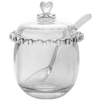 Açucareiro de Cristal 280ml de Coração Lyor C/ Colher Transparente