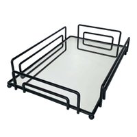 Bandeja Espelhada Decorativa Retangular 30x20cm Banheiro Aparador Vienna Preto Fosco