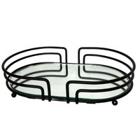 Bandeja Espelhada Oval Decorativa 27x17cm Preto Fosco  Banheiro Aparador Lavabo Genovia