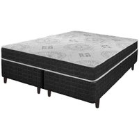 Cama Box King Size Preto Casal Mais Colchão San Francisco Ortopédico Espuma D33 193x203x54cm