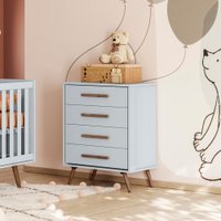 Cômoda Cinza Acetinado Qmovi Infantil Q Encanto Retrô 4 Gavetas