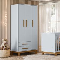 Guarda-Roupa Qmovi Q Encanto Slim 3 Portas 2 Gavetas Cinza Acetinado