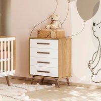 Cômoda Qmovi Infantil Q Encanto Retrô 4 Gavetas Freijo/Branco Acetinado