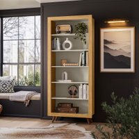 Estante Freijo/Off White Livreiro Qmovi Multiuso Retrô