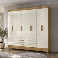 Guarda Roupa Casal 8 Portas 4 Gavetas Florida Moval Sem Espelho Freijo/Off White