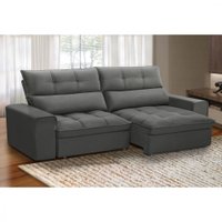 Sofa Grafite 3 Lugares Retratil E Reclinavel Ferguile Lotus