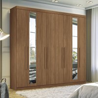 Guarda Roupa Casal 238cm 8 Portas 4 Gavetas com Espelhos Master New Santos Andirá Jatobá