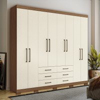 Guarda Roupa Casal 238cm 8 Portas 6 Gavetas com Pés Havana Master Santos Andirá Jatoba/Areia