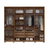 Guarda Roupa Casal 273cm 8 Portas 4 Gavetas com Pés 100 MDF Ele e Ela Santos Andirá Jatoba/Areia