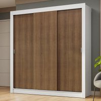 Guarda-Roupa Casal 3 Portas de Correr Branco/Rustic Nobre Madesa