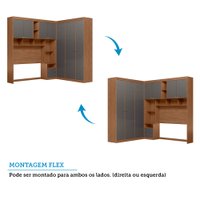 Guarda Roupa de Canto com 7 Portas 4 Gavetas e Cabeceira Lugano Santos Andirá Jatoba/Grafitte