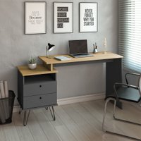 Escrivaninha Olmo Grafito Artany Plus Com Gavetas Olmo/Grafito