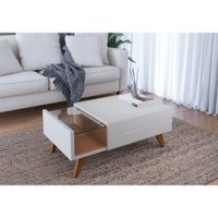 Mesa De Centro Colibri Noronha 1 Gaveta Off White Matte/ Freijo