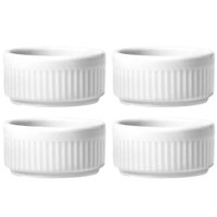 Jogo 4 Ramekins de Porcelana 85ml Canelado Branco Germer Molhos