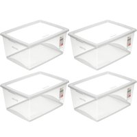 4 Caixas Plásticas 60L Organizadoras com Tampa My Closet Ordene Empilháveis