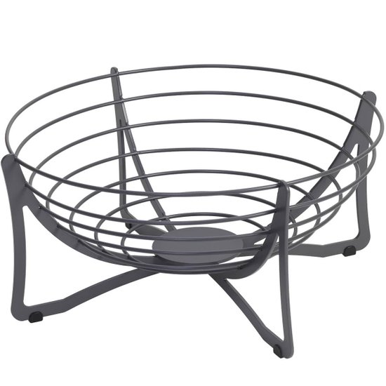 Cesta de Frutas Fruteira Redonda de Mesa Cinza 34,5cm Masutti Aramada Carbono