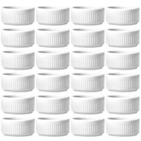 24 Ramekins Restaurante de Porcelana 85ml Branco Canelado Germer Porta Molhos