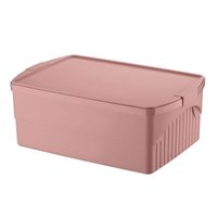 Caixa Organizadora com Tampa 21L Crippa Empilhável Himalaia Rosa Escritório Closet