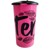 Copo De Tererê Chimarrão Gelado 450ml Copo P/ Tererê De Plástico C/ Tampa Rosa