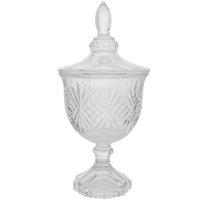 Bomboniere Potiche de Cristal Baleiro C/ Pé e Tampa Dublin Lyor Decorativo Transparente