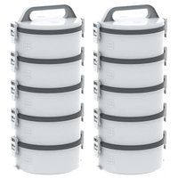 Kit de 10 Marmitas Térmicas Marmitex Termoprato Tekcor 1,5L Soprano Cinza