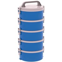 Kit de 5 Marmitas Térmicas Marmitex Termoprato Tekcor 1,5 Litros Almoço Lanche Soprano Azul