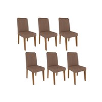 Cadeira Sala de Jantar Nicole Kit 6 Un Savana/Nature-Suede Pluma-Joli Capuccino - Cimol