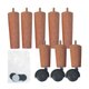 Kit de 8 Pés de Cama Box Casal com 5 Pés Palitos Fixos e 3 Rodízios Madeira e Polipropileno Mel