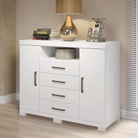 Cômoda Branco 2 Portas e 4 Gavetas C/ Pés Havana Master Santos Andirá
