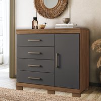 Cômoda Jatoba/Grafitte 1 Porta e Com 4 Gavetas C/ Pés Havana Plus Santos Andirá