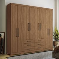 Guarda Roupa Casal 238cm 8 Portas Com 6 Gavetas C/ Pés Havana Master Santos Andirá Jatobá