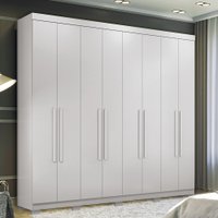 Guarda Roupa Branco Casal 238cm 8 Portas 4 Gavetas C/ Pés Master New Santos Andirá