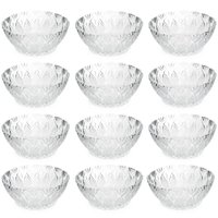 Jogo Com 12 Potes para Sobremesa Bowls Tigelas de Vidro 350ml King Lyor Transparente